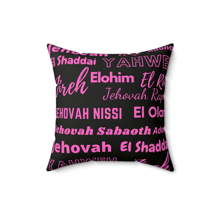 Soft Square Polyester Pillow - Black & Pink