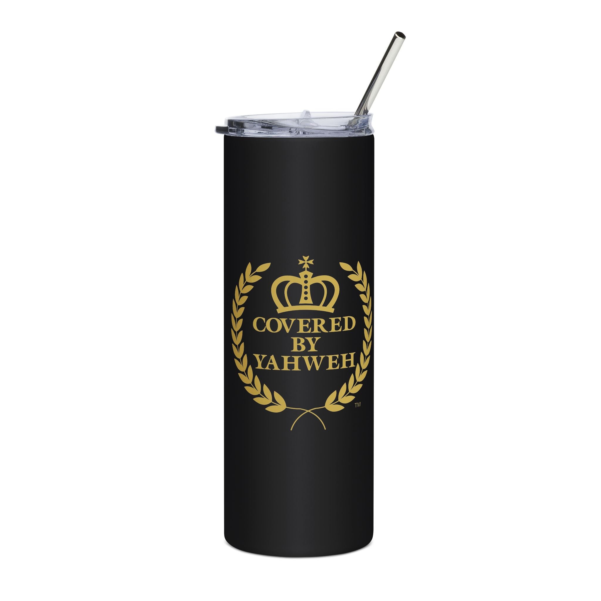 Covered by Yahweh 20 oz Stainless Tumbler - Black & Gold