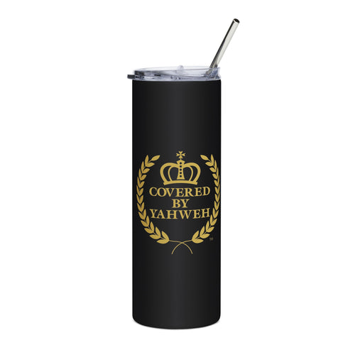 Covered by Yahweh 20 oz Stainless Tumbler - Black & Gold
