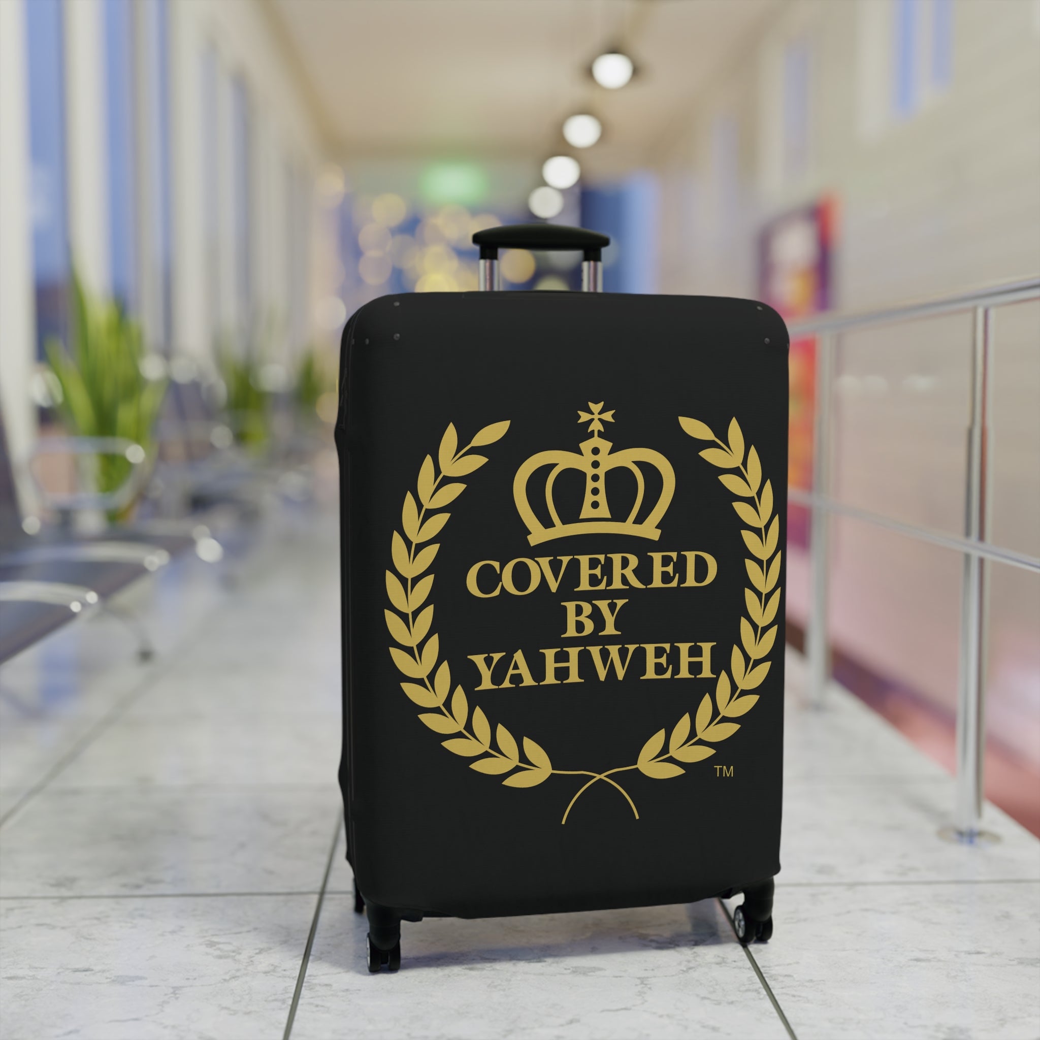 Covered by Yahweh Protective Luggage Cover - Black