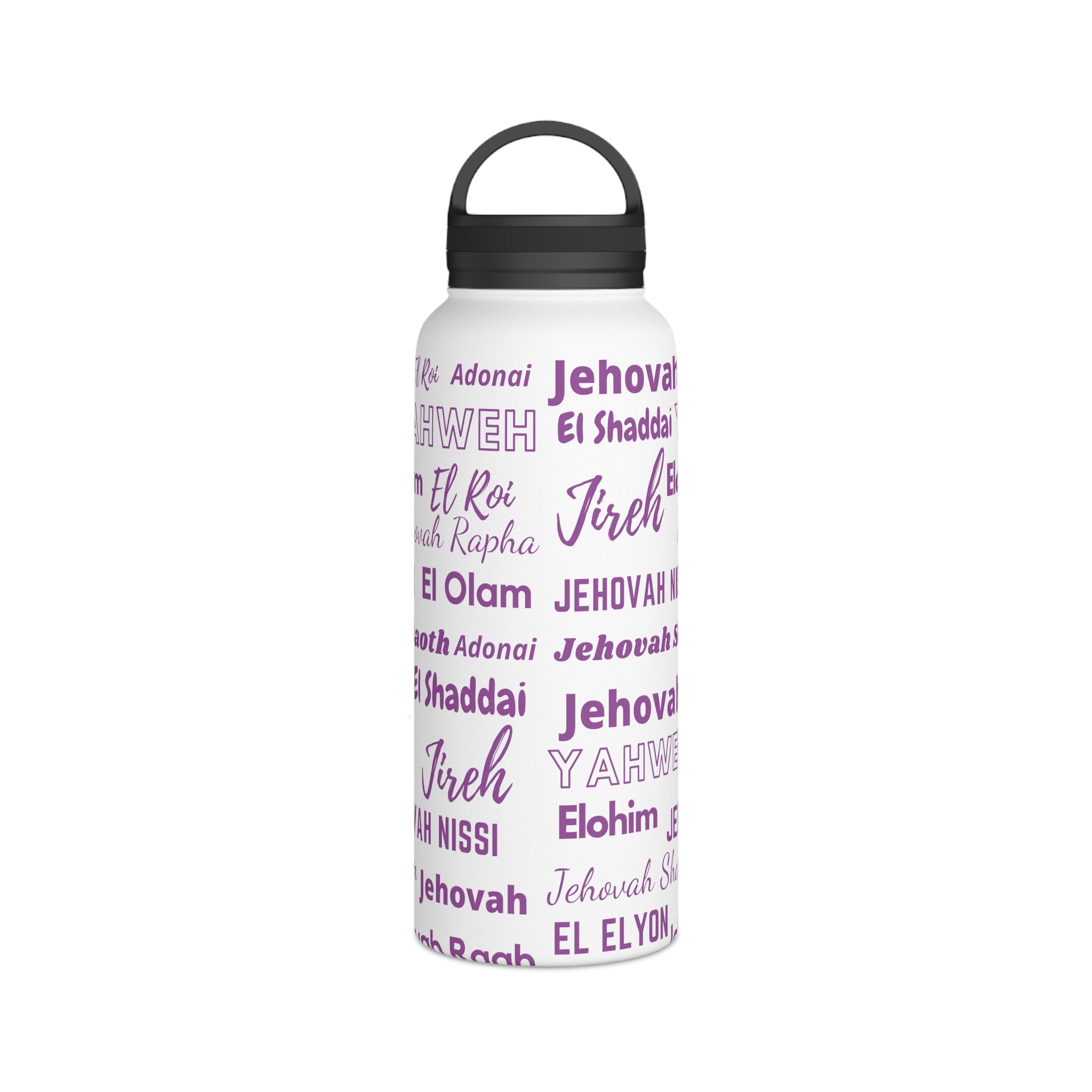 Stainless Steel Wellness Water Bottle - Purple & White