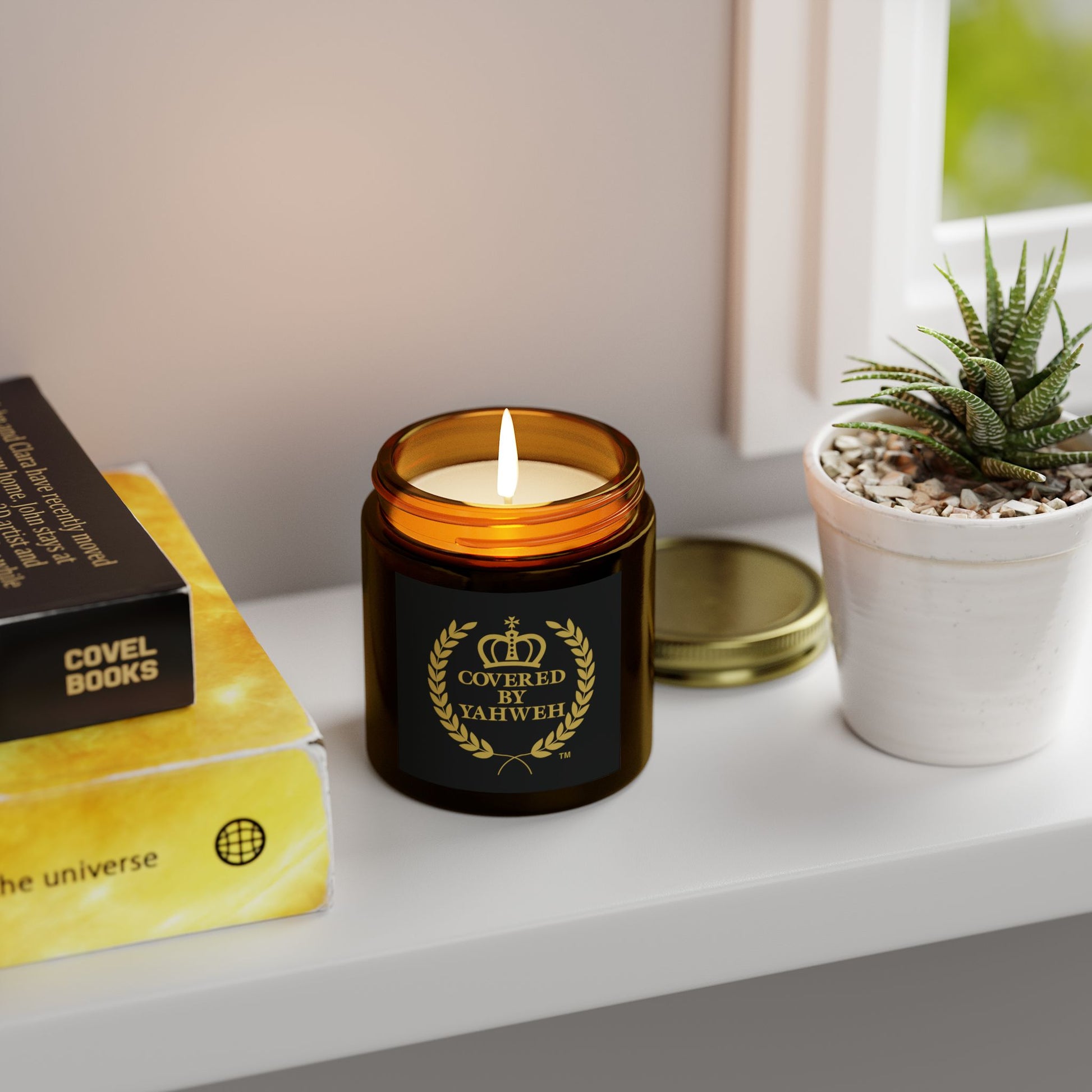 Covered by Yahweh Elegant Scented Candles - Amber Jar