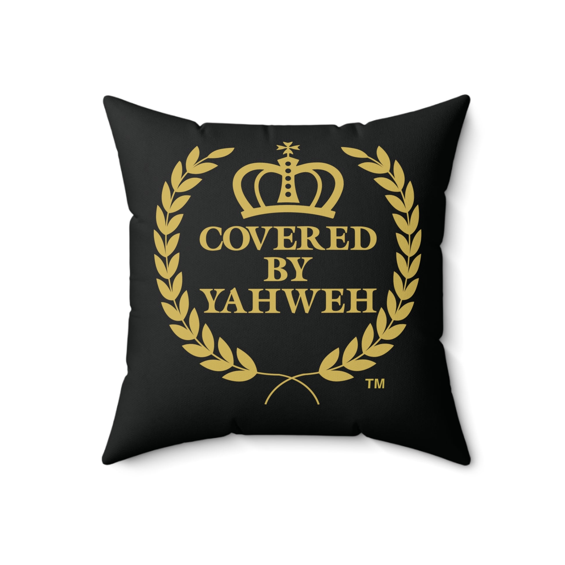 Covered by Yahweh Soft Square Polyester Pillow - Black