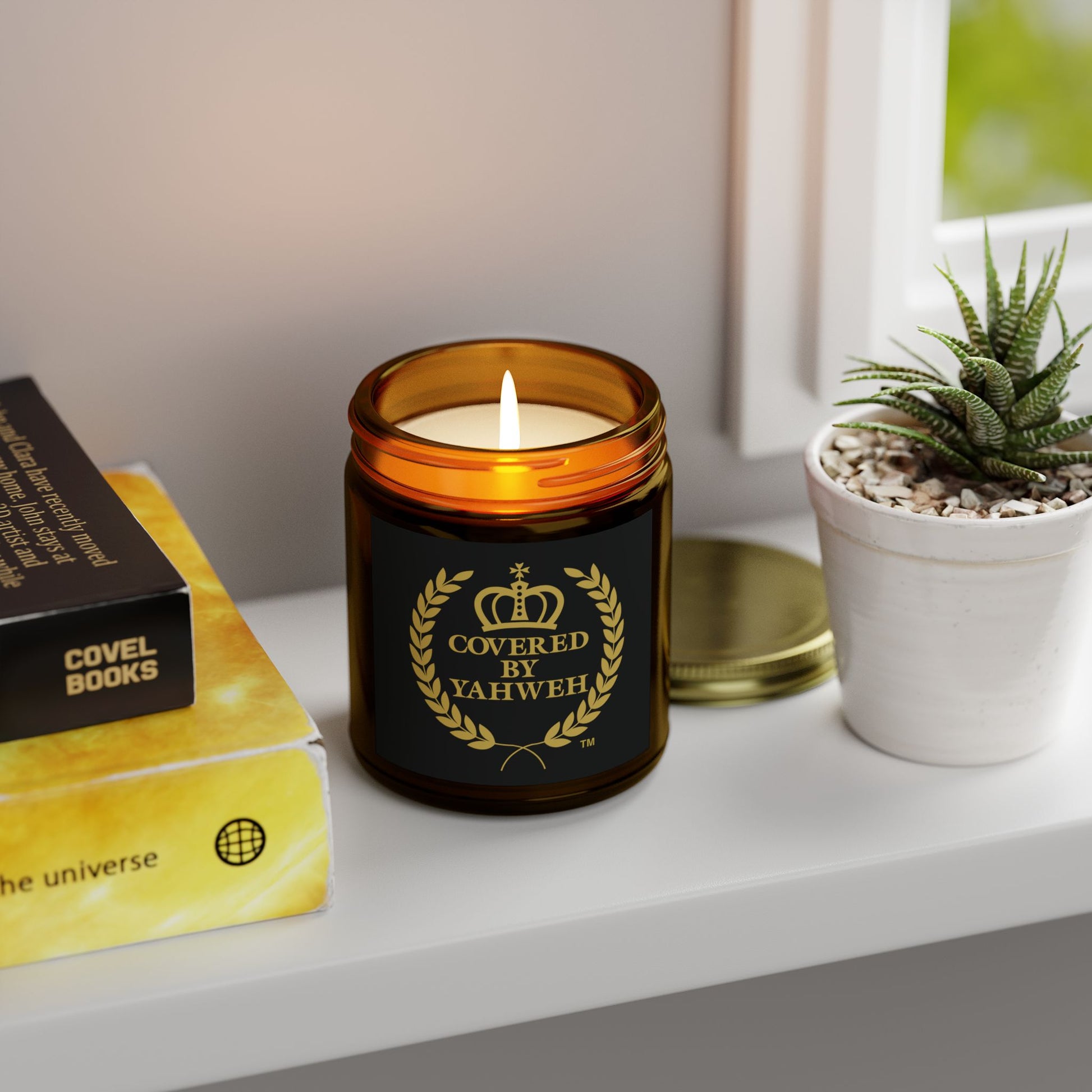 Covered by Yahweh Elegant Scented Candles - Amber Jar