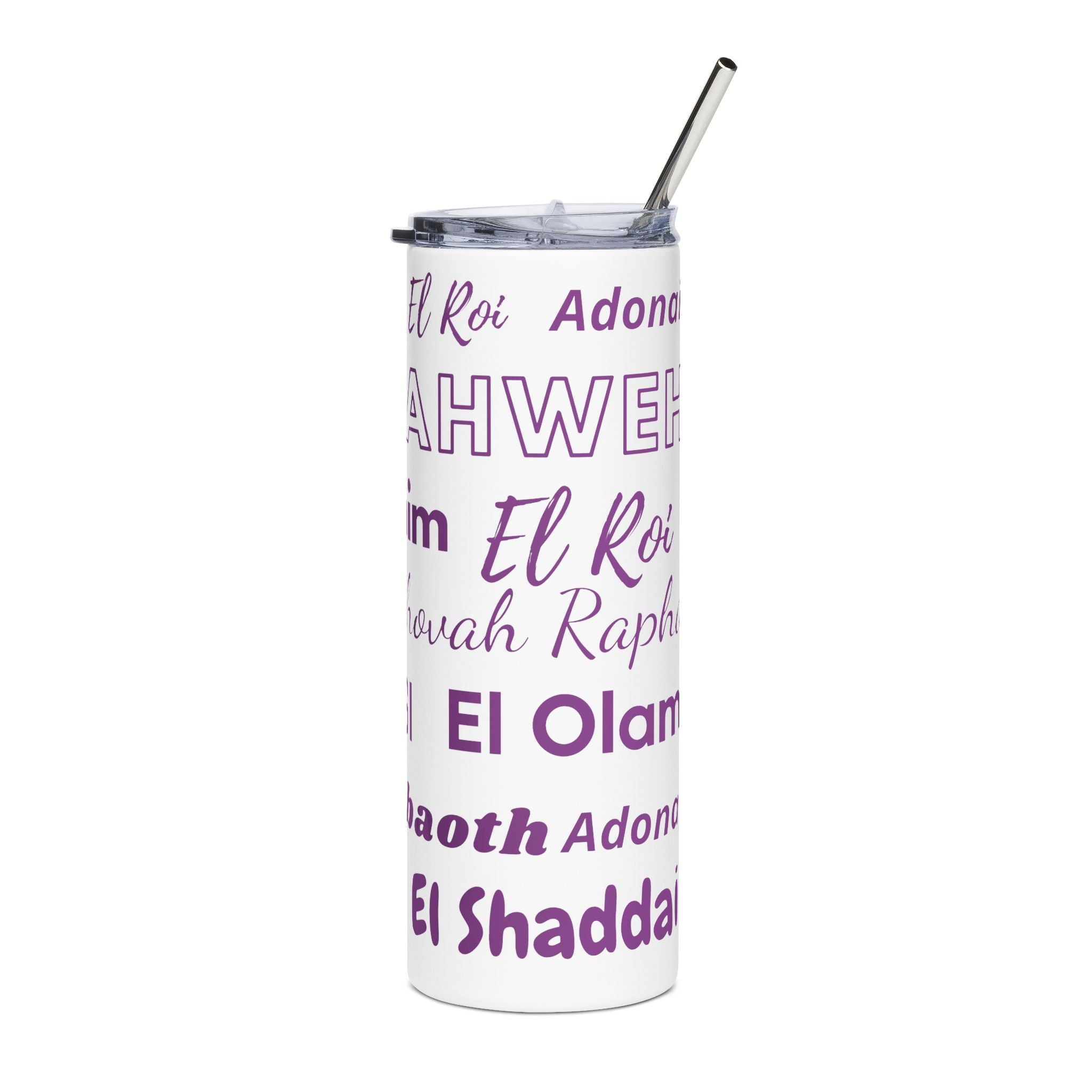 Names of God 20oz Stainless Steel Tumbler - Purple