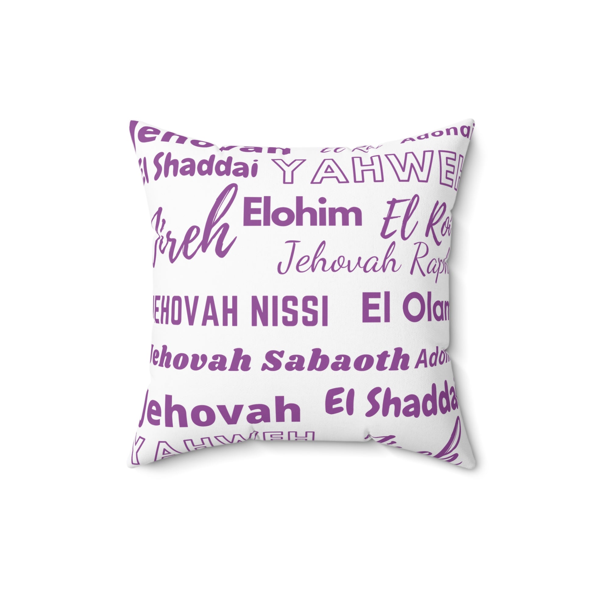 Soft Square Polyester Pillow - Purple & White