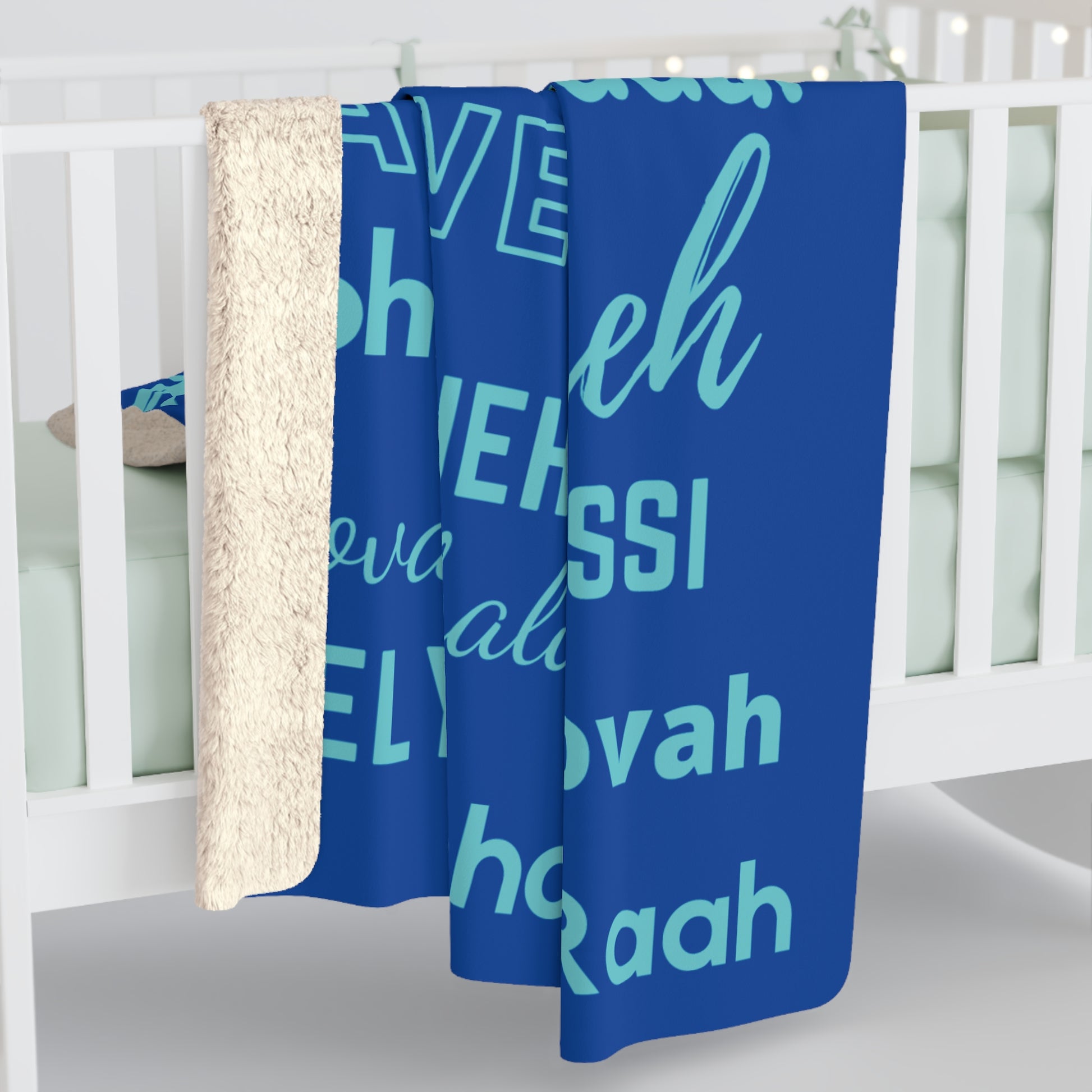 Sherpa Fleece Blanket - Cobalt & Cyan Blue