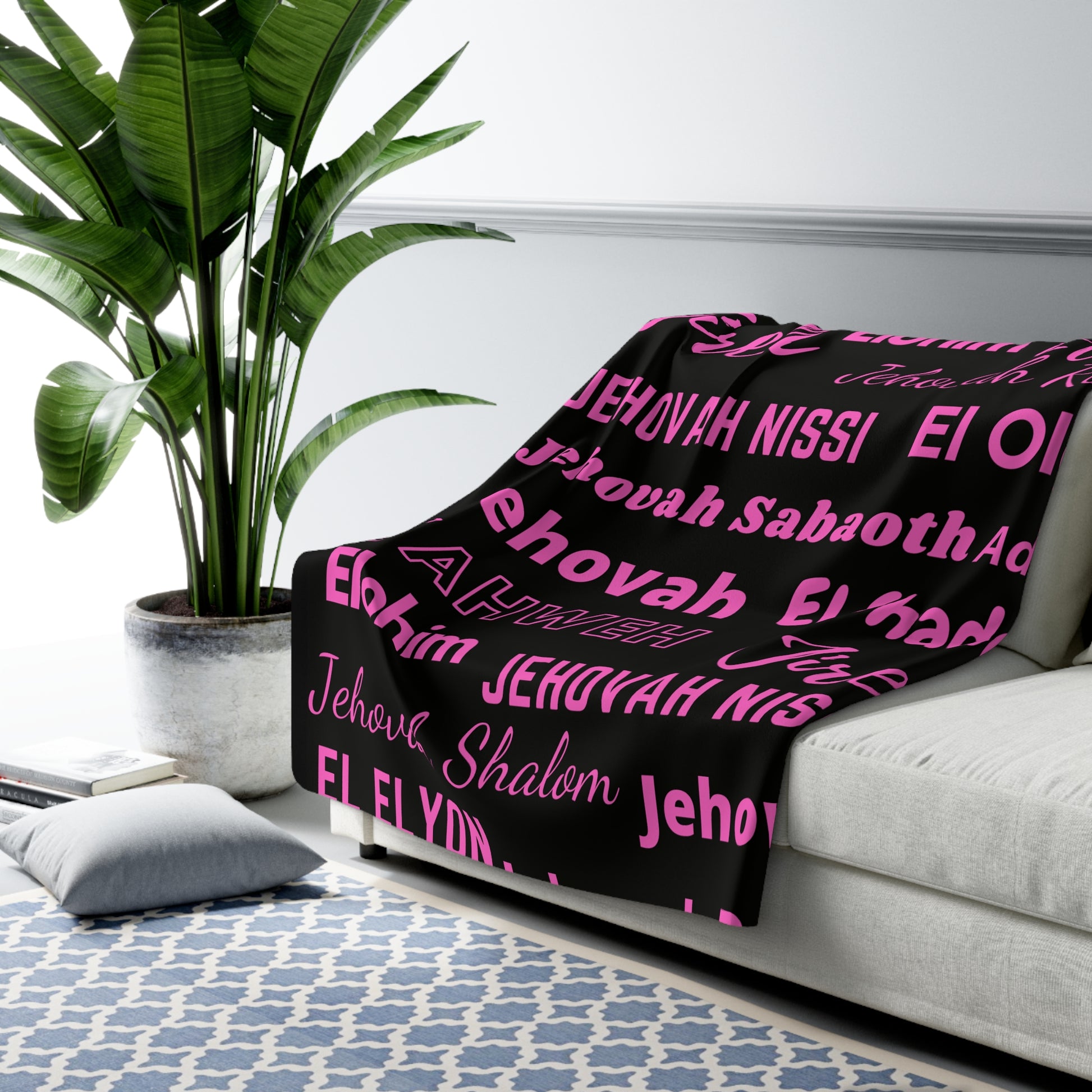 Sherpa Fleece Blanket - Pink & Black