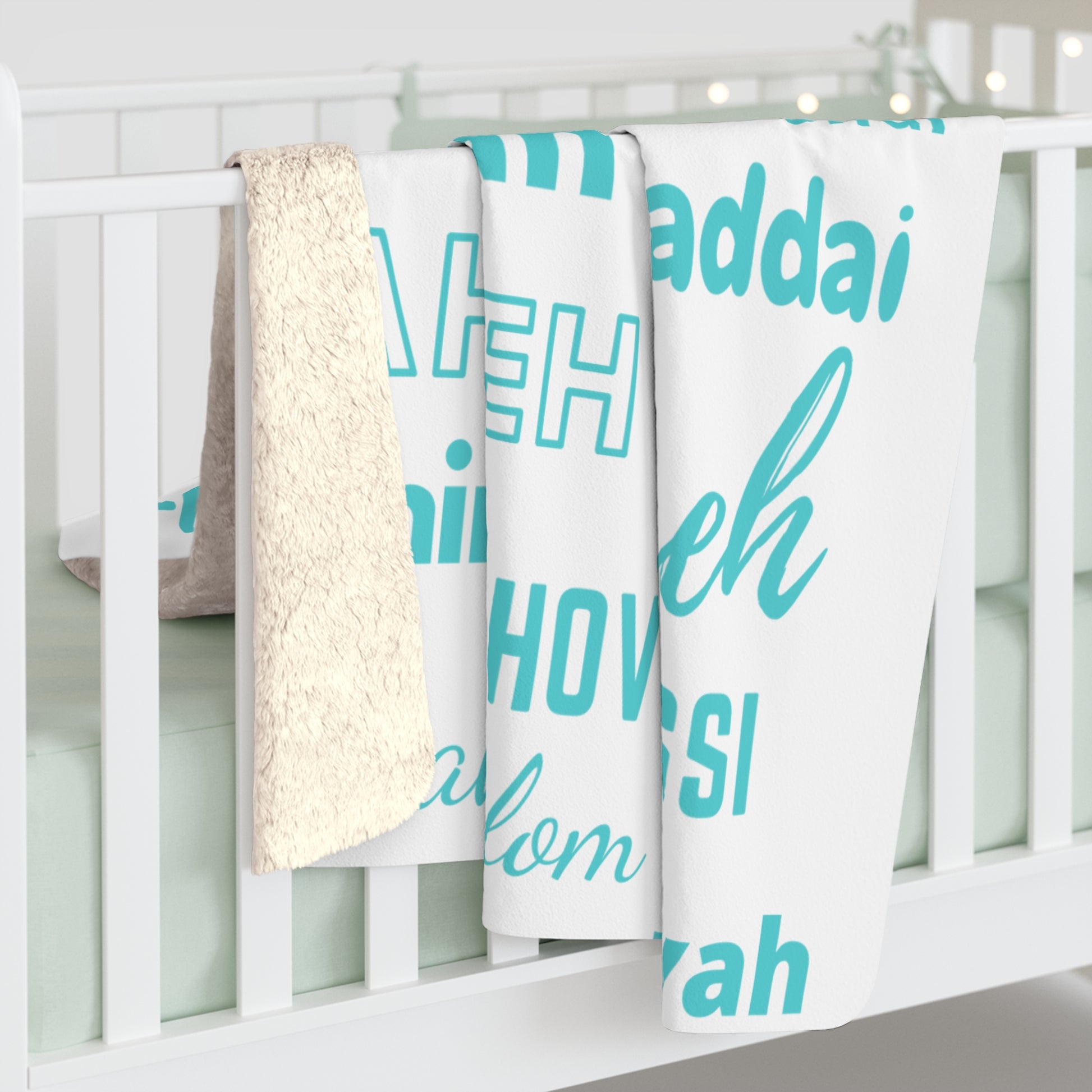 Sherpa Fleece Blanket - Blue & White