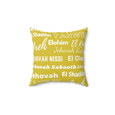 Soft Square Polyester Pillow - Yellow & White