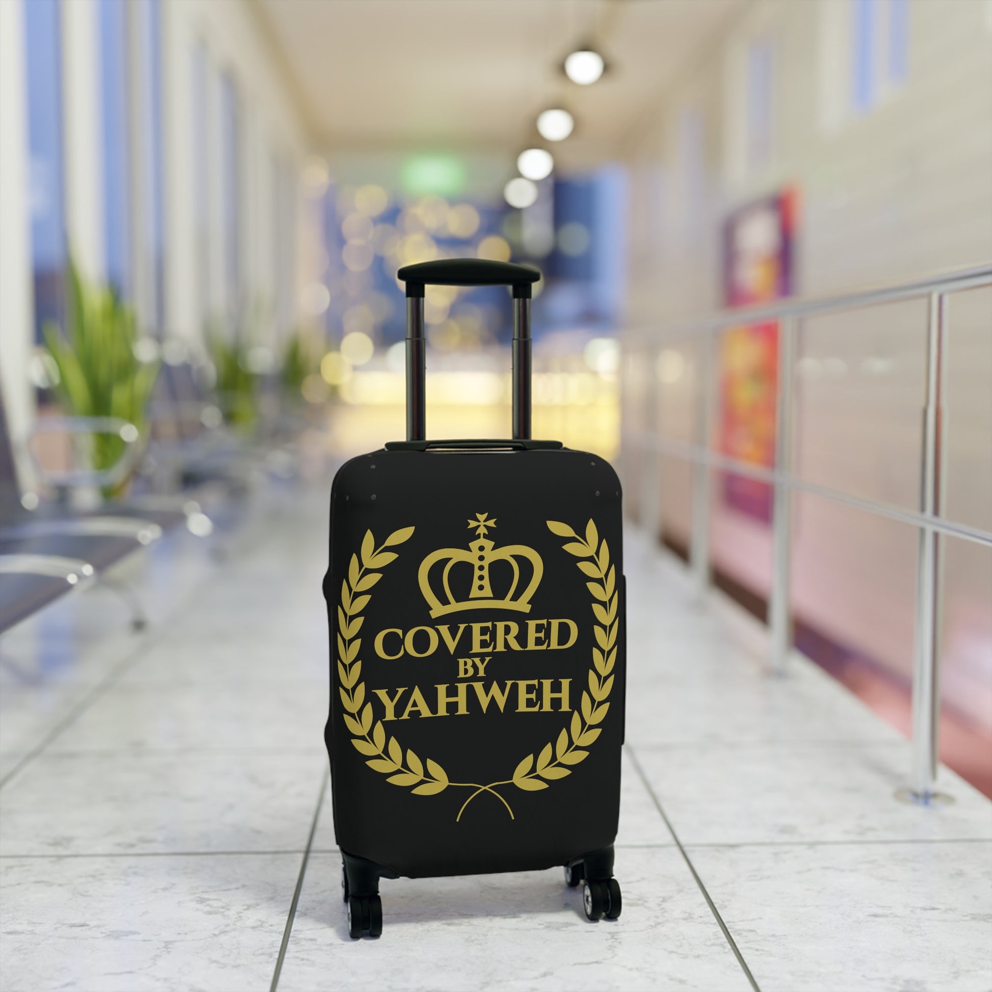 Covered by Yahweh Protective Luggage Cover - Black