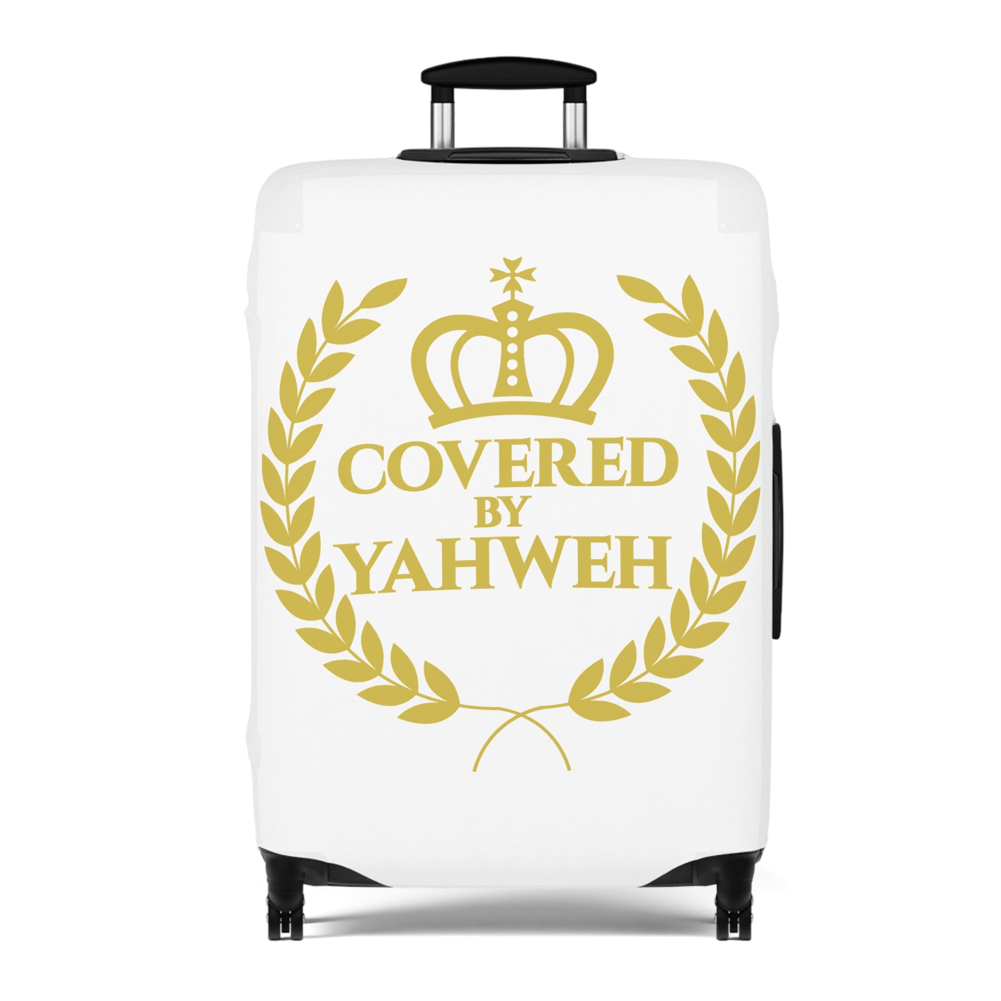 Covered by Yahweh Protective Luggage Cover - White
