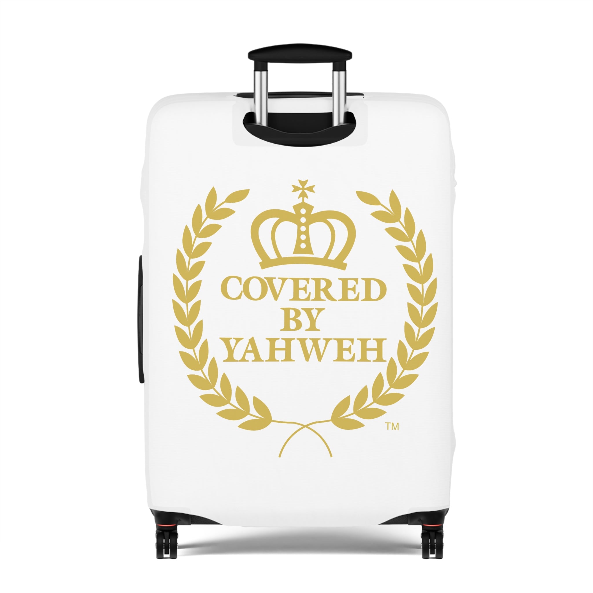 Covered by Yahweh Protective Luggage Cover - White