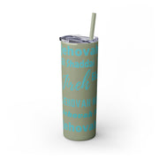 Glitter Insulated Skinny Tumbler with Straw - Blue & Grey