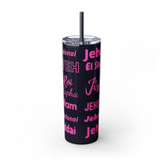 Glitter Insulated Skinny Tumbler with Straw - Pink & Black