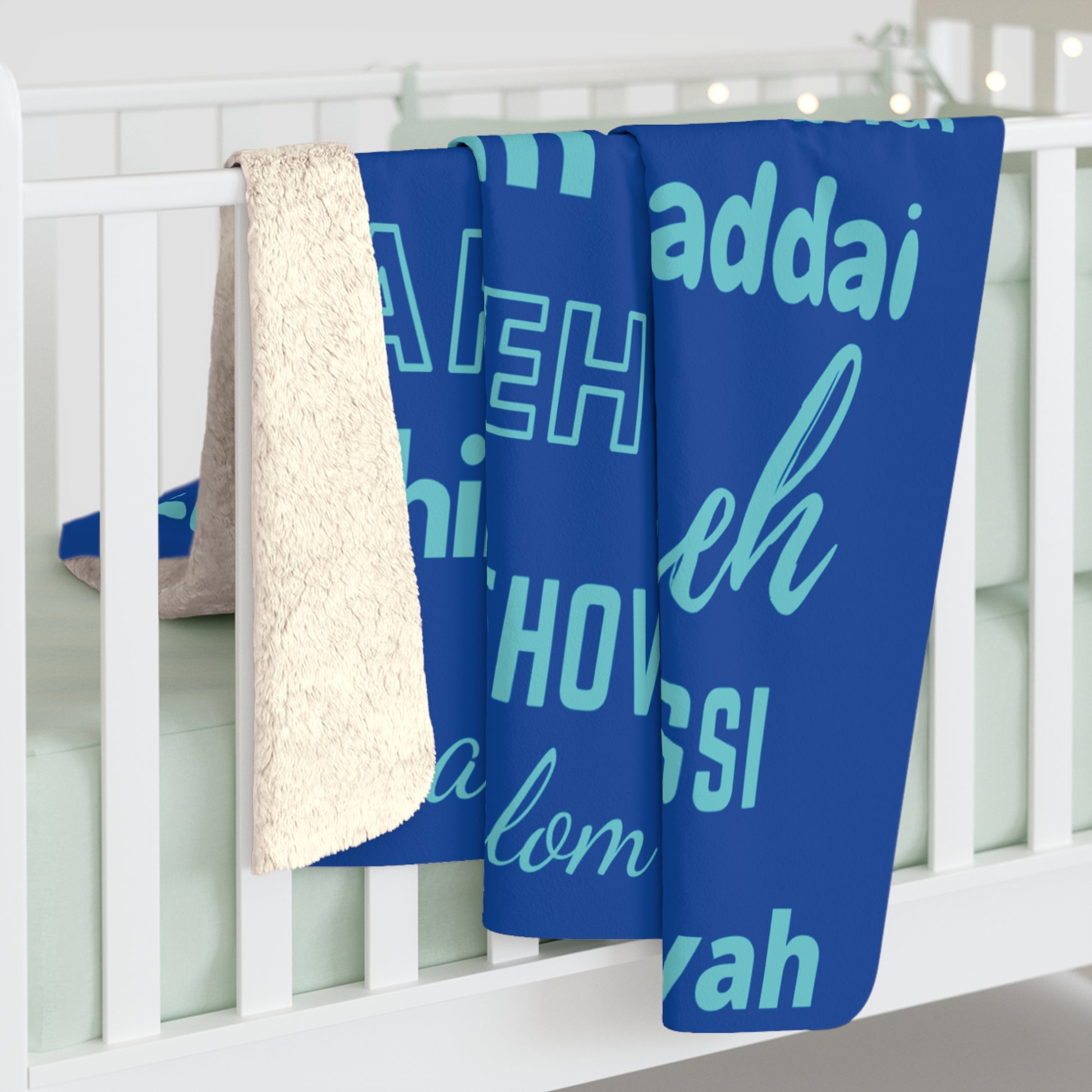 Sherpa Fleece Blanket - Cobalt & Cyan Blue