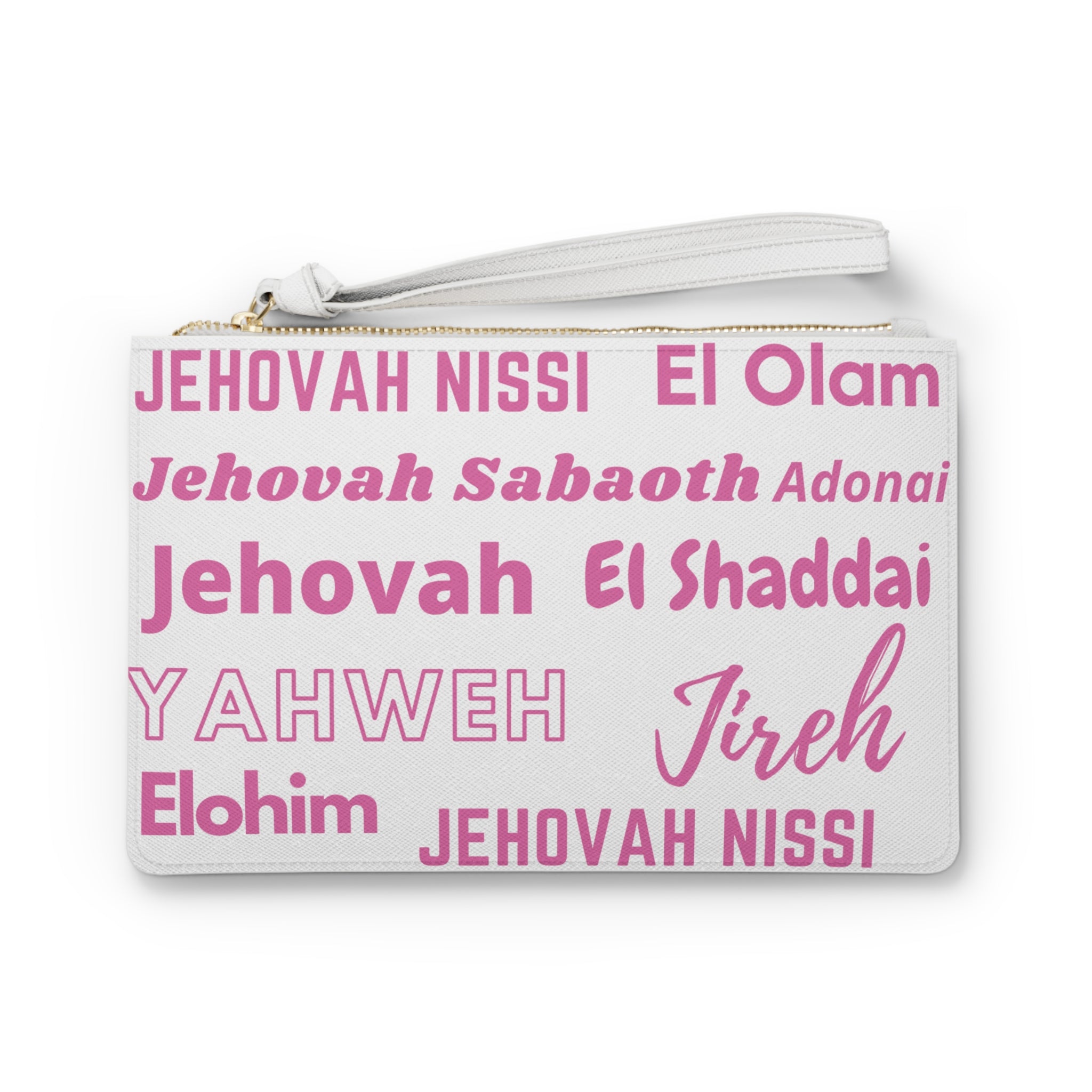 Saffiano Leather Clutch Bag - Pink & White