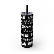 Glitter Insulated Skinny Tumbler with Straw - Black & White