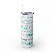 Glitter Insulated Skinny Tumbler with Straw - Blue & White