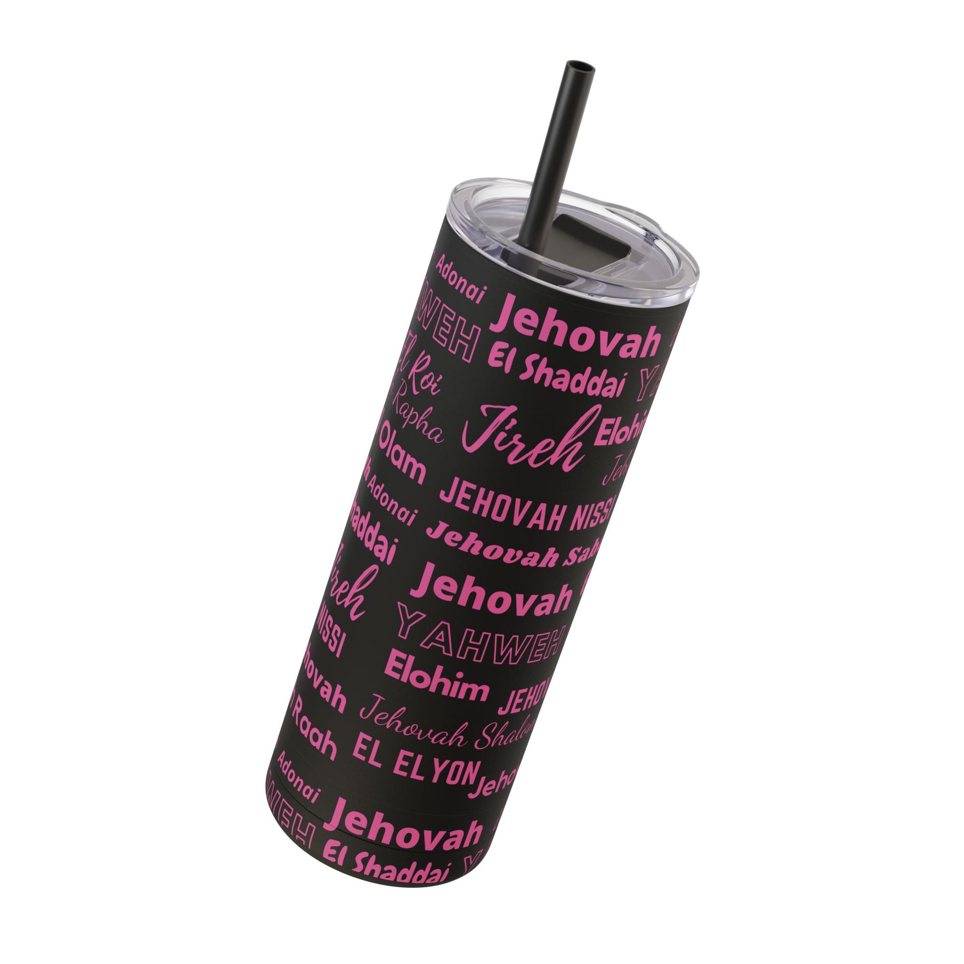 Insulated Skinny Matte Tumbler -  Black & Pink