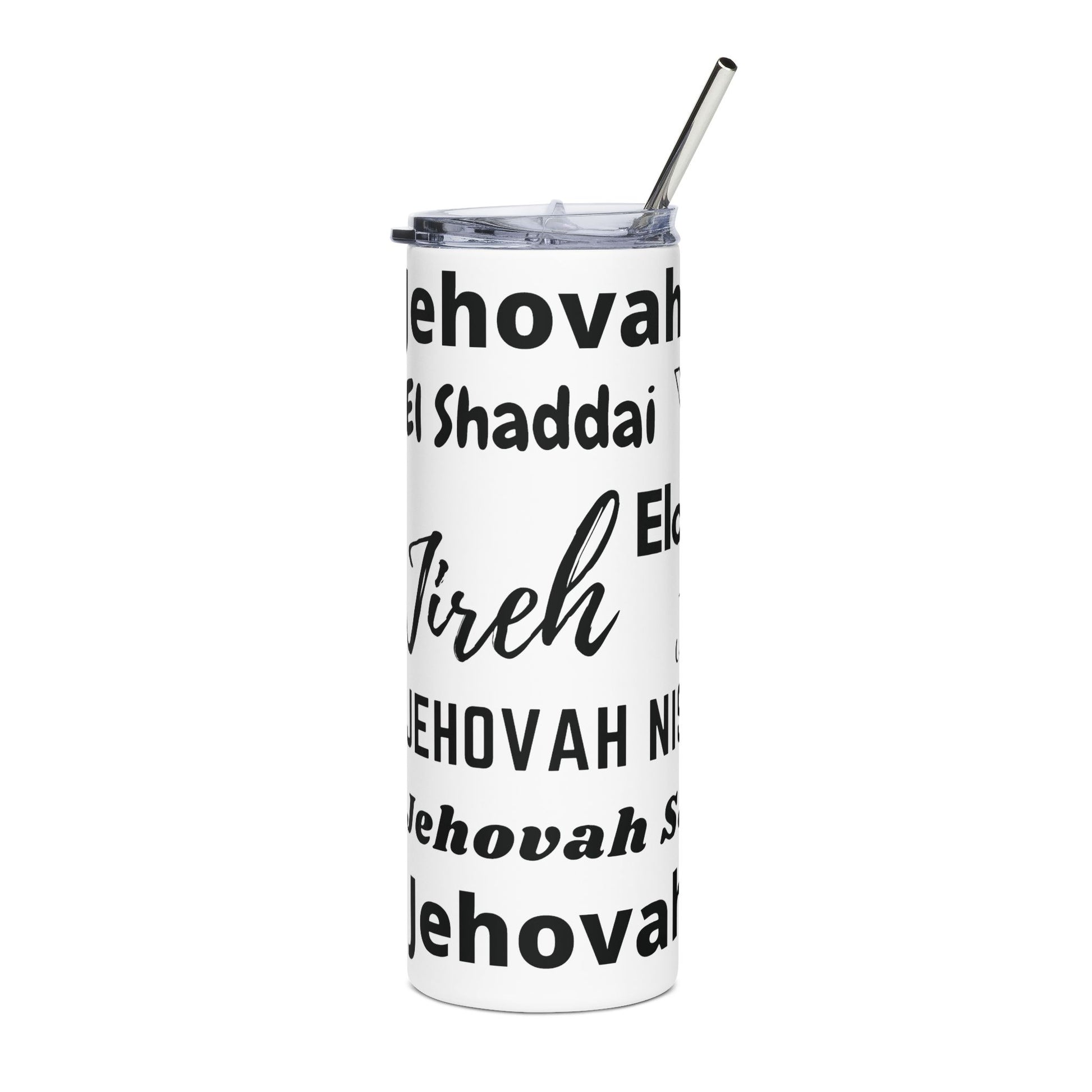 Names of God 20oz Stainless Steel Tumbler - White & Black