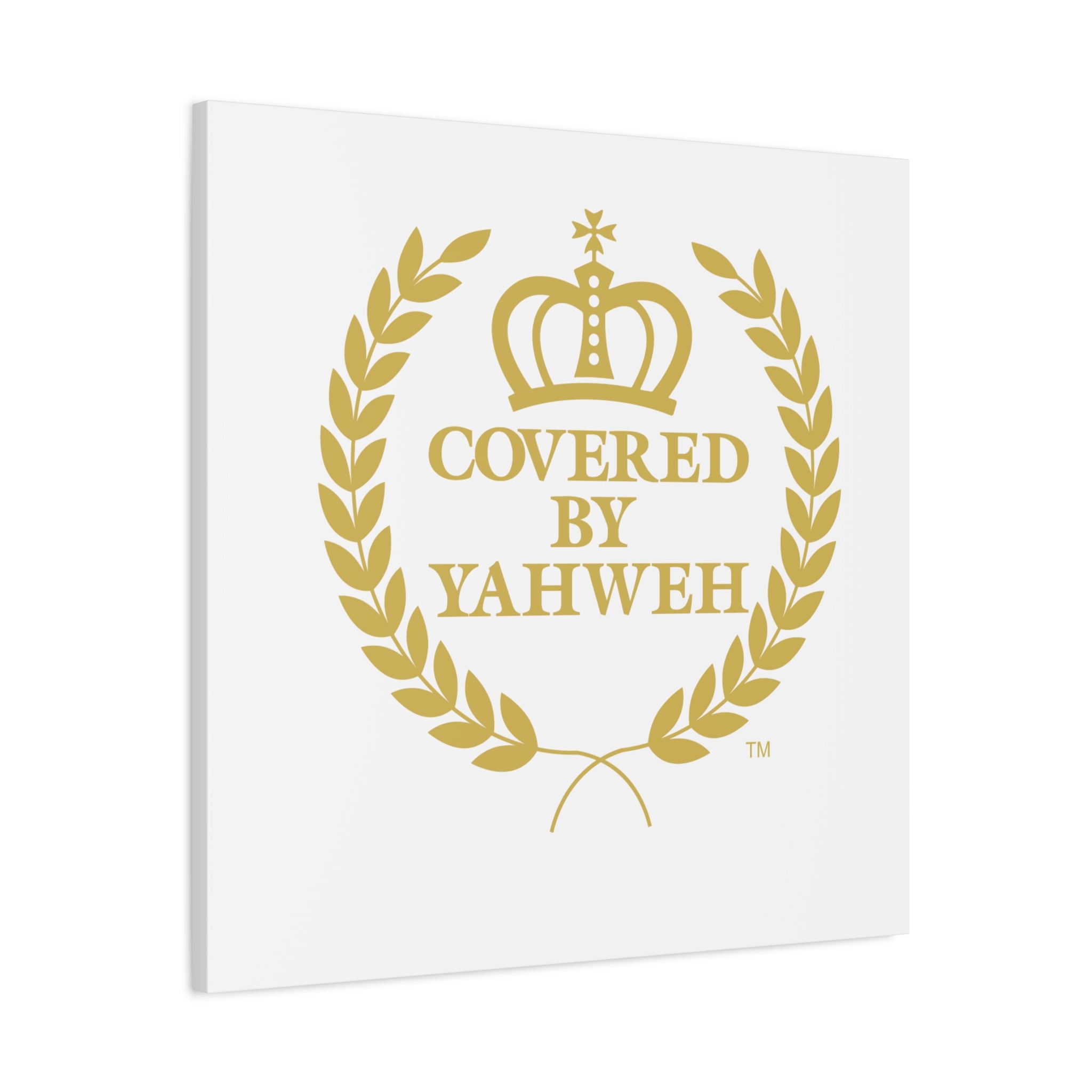 Covered by Yahweh Premium Canvas Art - White