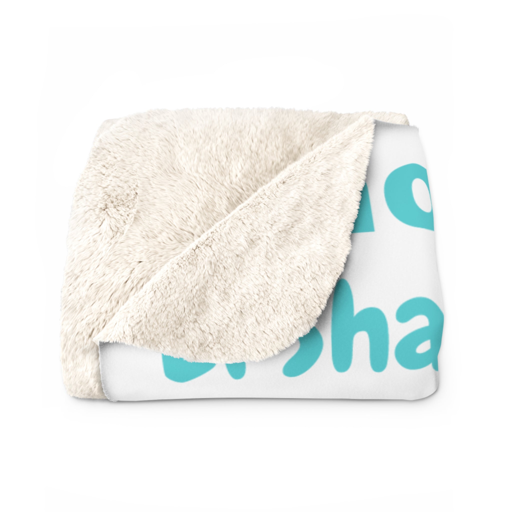 Sherpa Fleece Blanket - Blue & White