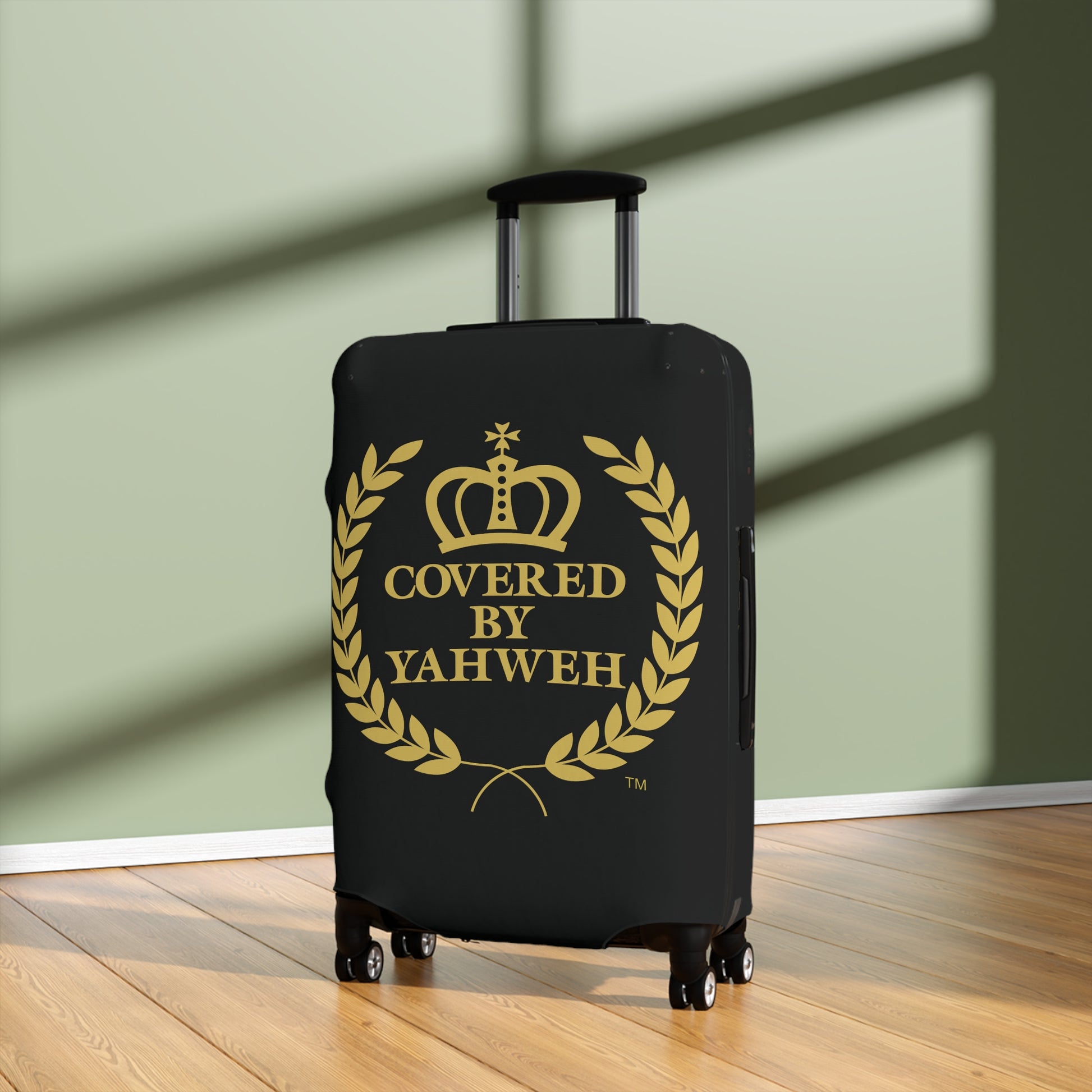 Covered by Yahweh Protective Luggage Cover - Black
