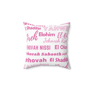 Soft Square Polyester Pillow - Pink & White