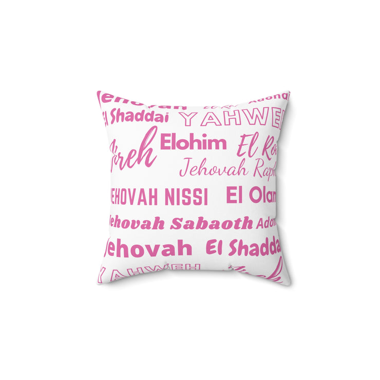 Soft Square Polyester Pillow - Pink & White