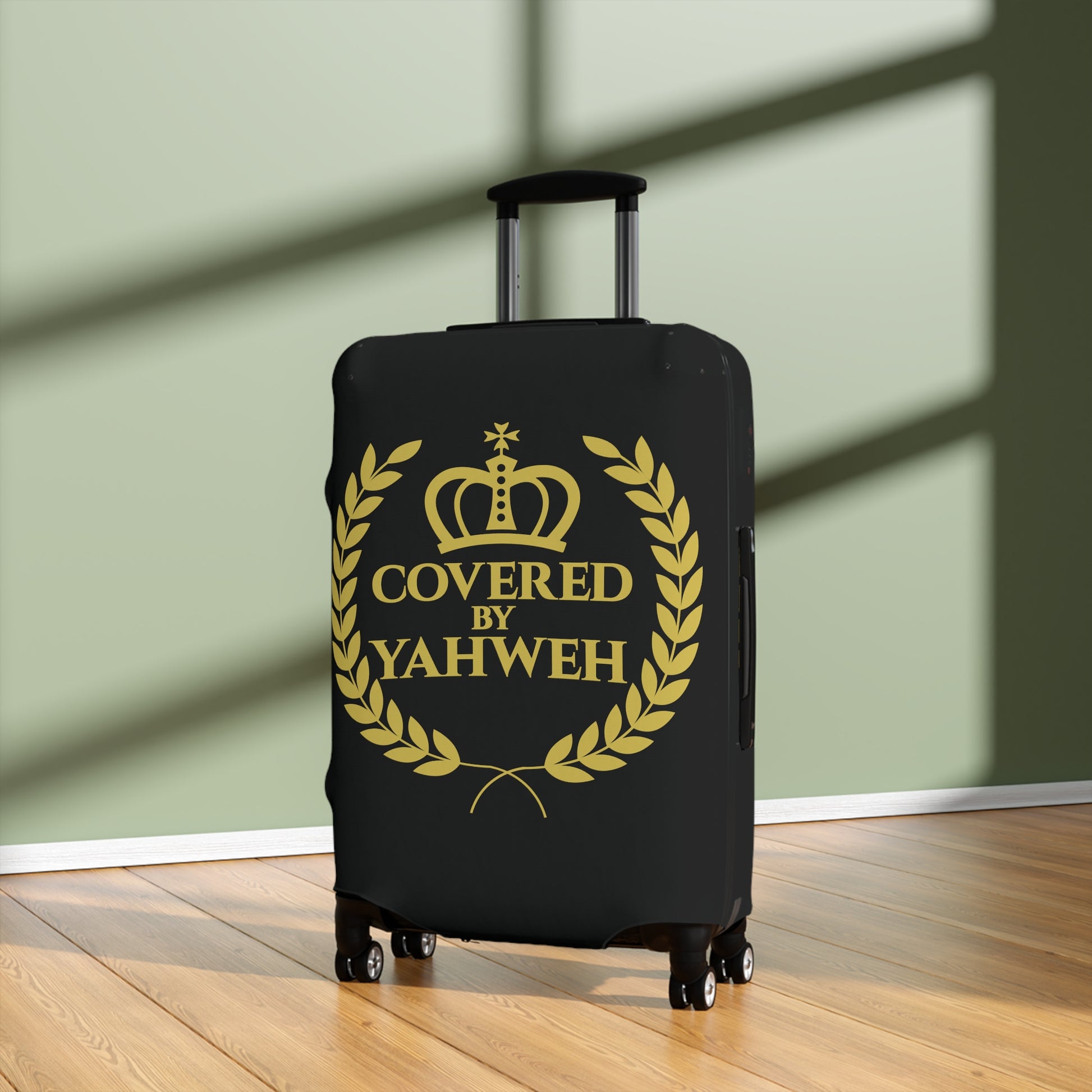 Covered by Yahweh Protective Luggage Cover - Black
