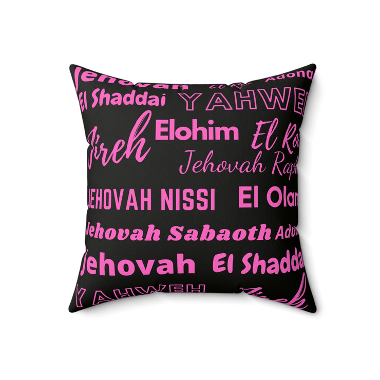 Soft Square Polyester Pillow - Black & Pink