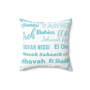 Soft Square Polyester Pillow - Blue & White