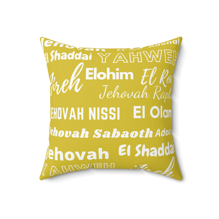 Soft Square Polyester Pillow - Yellow & White