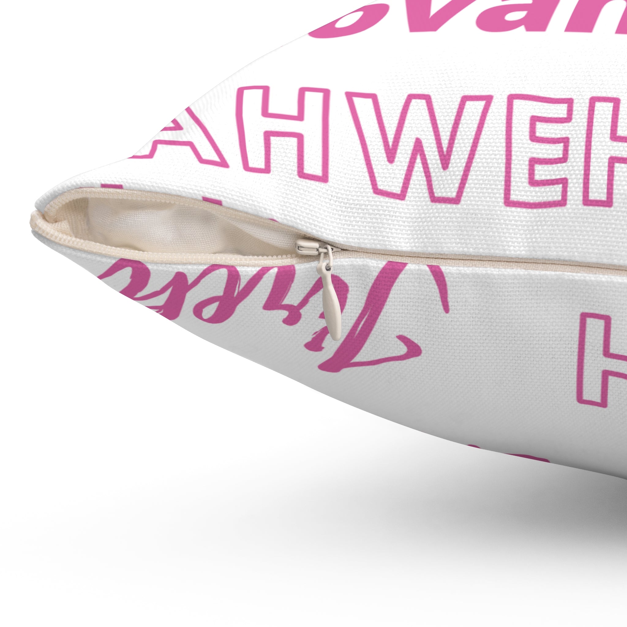 Soft Square Polyester Pillow - Pink & White