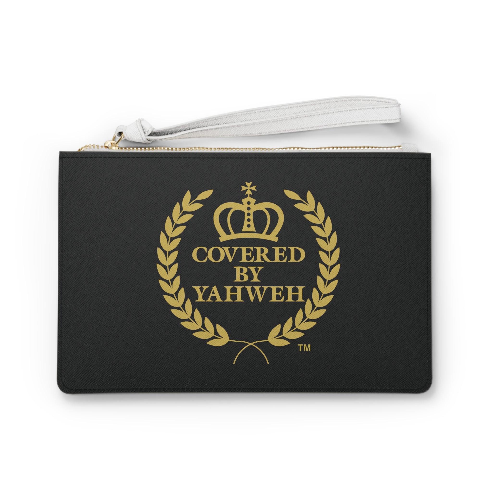 Covered by Yahweh Saffiano Leather Clutch Bag - Black