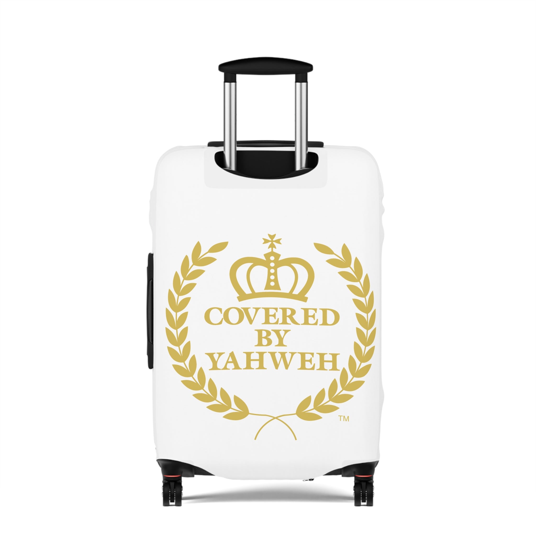 Covered by Yahweh Protective Luggage Cover - White