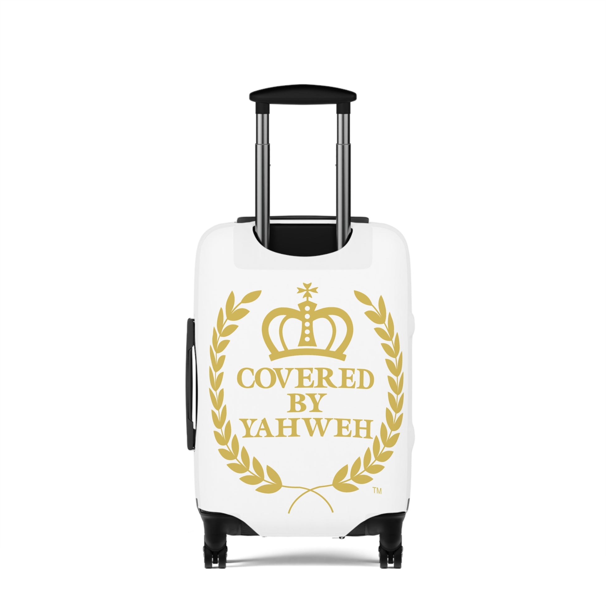 Covered by Yahweh Protective Luggage Cover - White