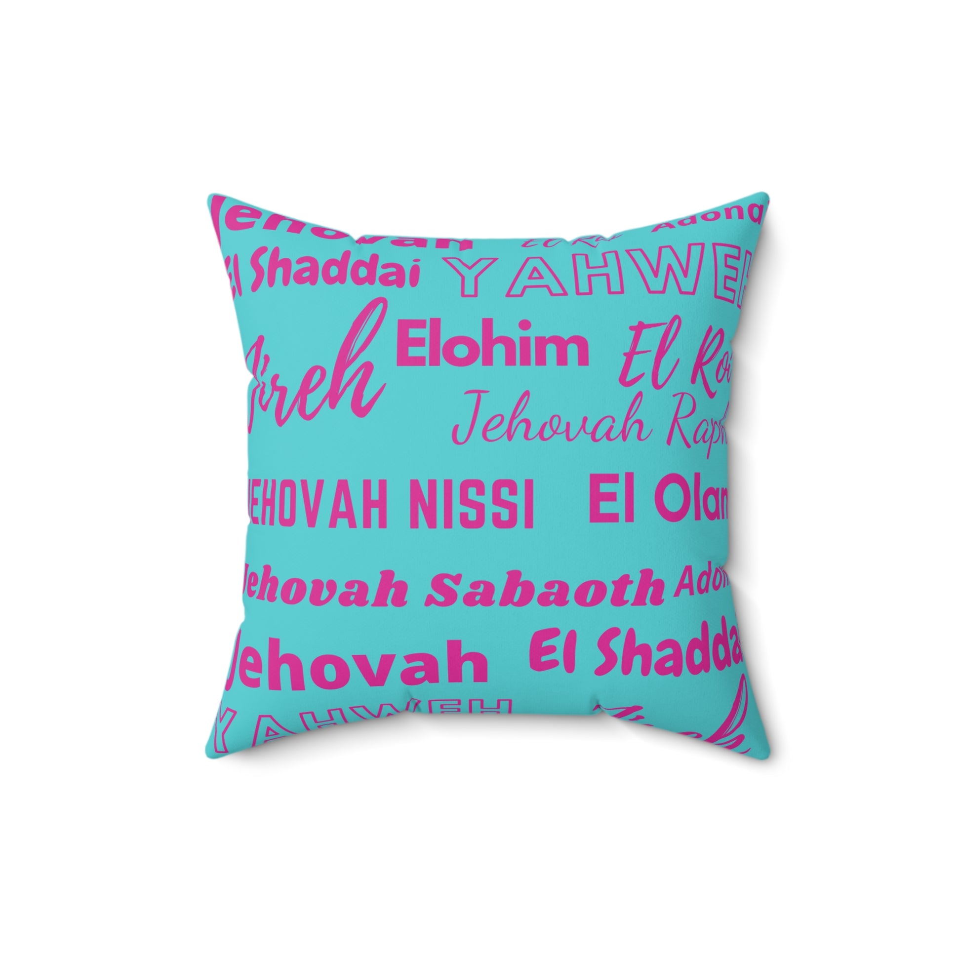 Soft Square Polyester Pillow - Pink & Blue