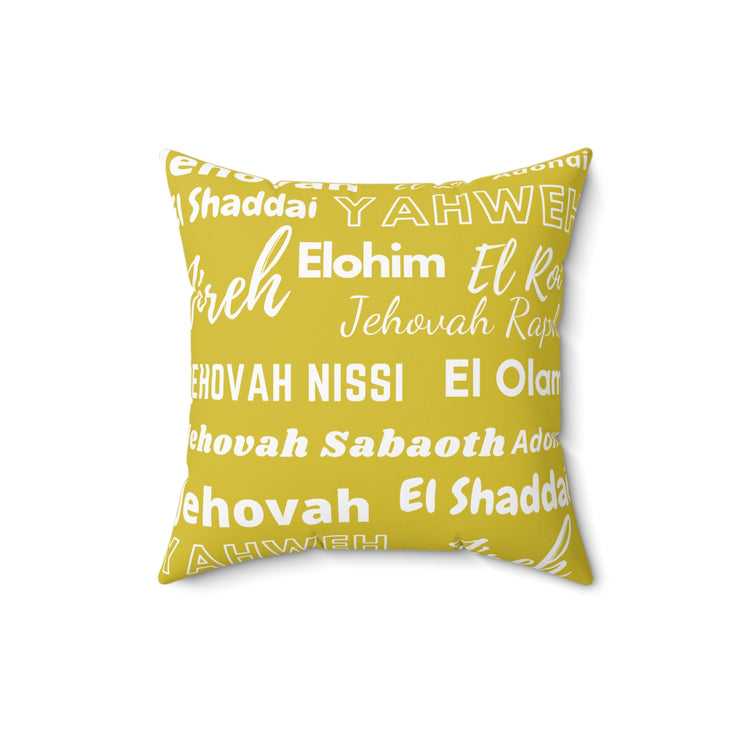 Soft Square Polyester Pillow - Yellow & White