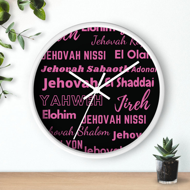 Timeless Grace Wall Clock - Black & Pink