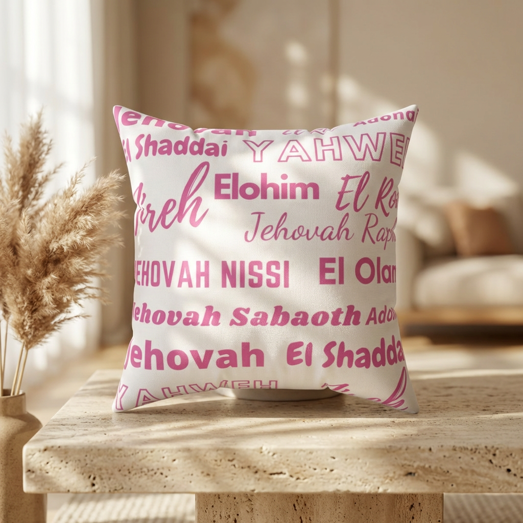 Soft Square Polyester Pillow - Pink & White