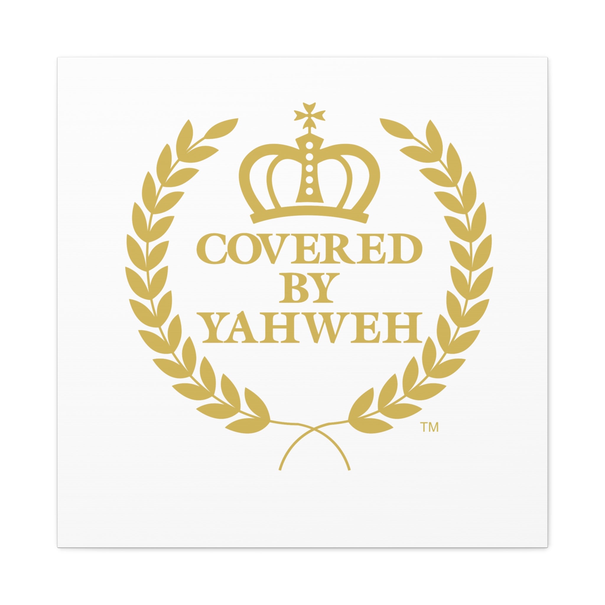 Covered by Yahweh Premium Canvas Art - White