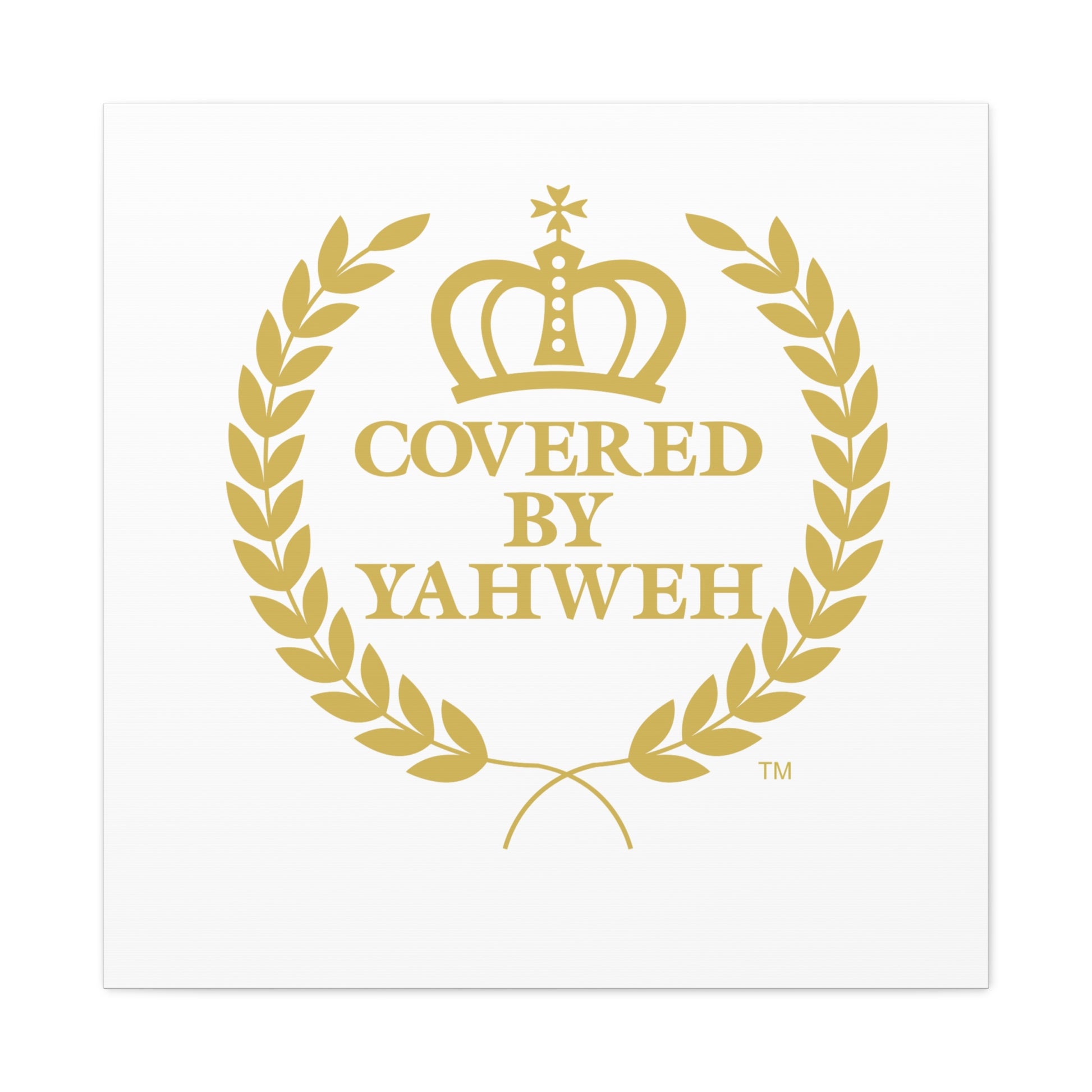 Covered by Yahweh Premium Canvas Art - White