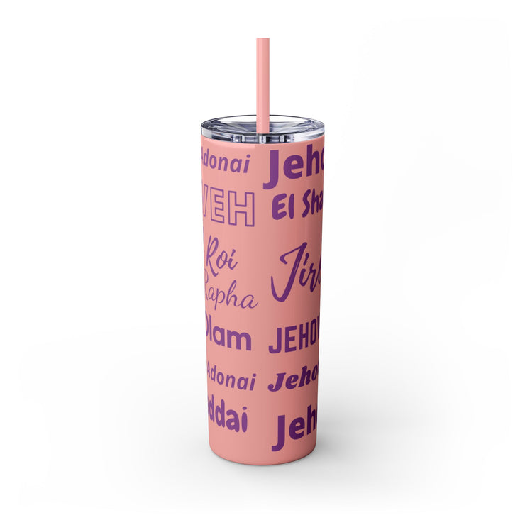 Glitter Insulated Skinny Tumbler with Straw - Pink & Purple