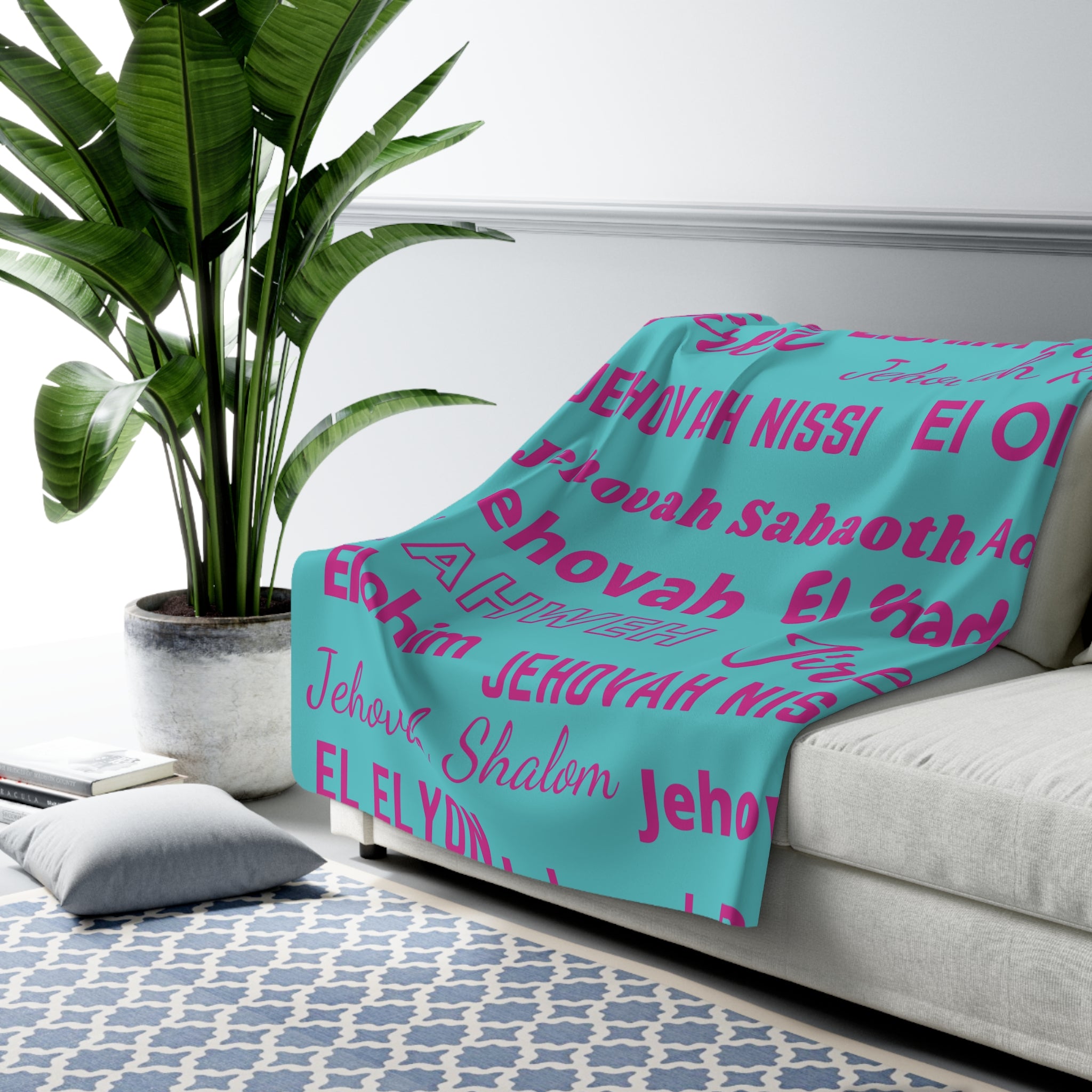 Sherpa Fleece Blanket - Pink & Blue