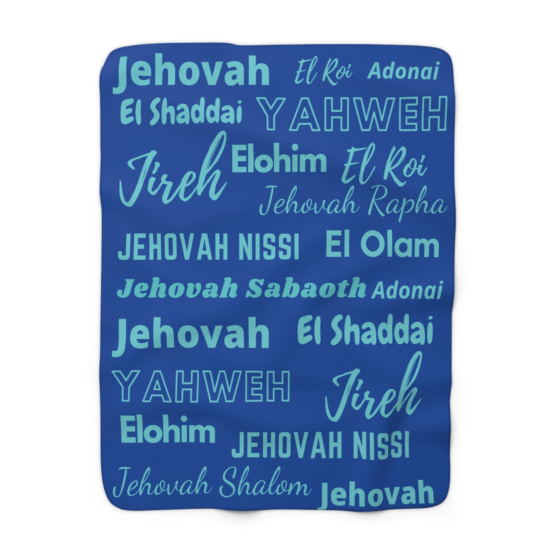 Sherpa Fleece Blanket - Cobalt & Cyan Blue