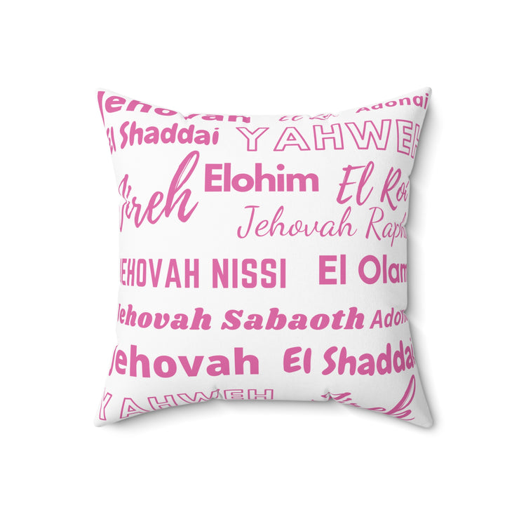 Soft Square Polyester Pillow - Pink & White