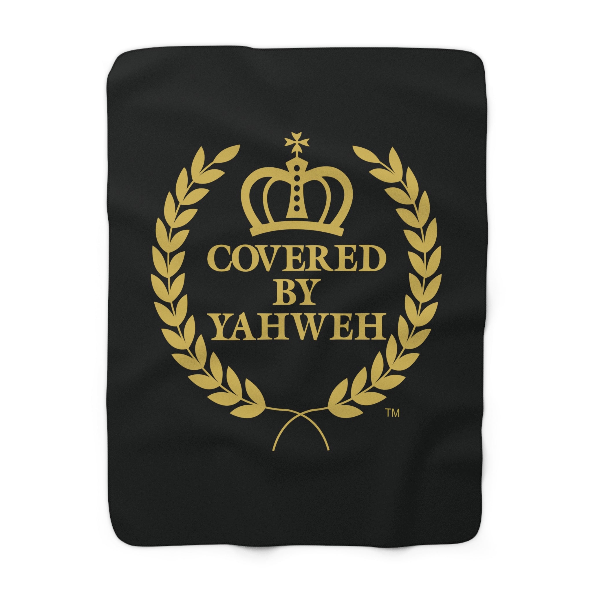 Covered by Yahweh Sherpa Fleece Blanket - Black