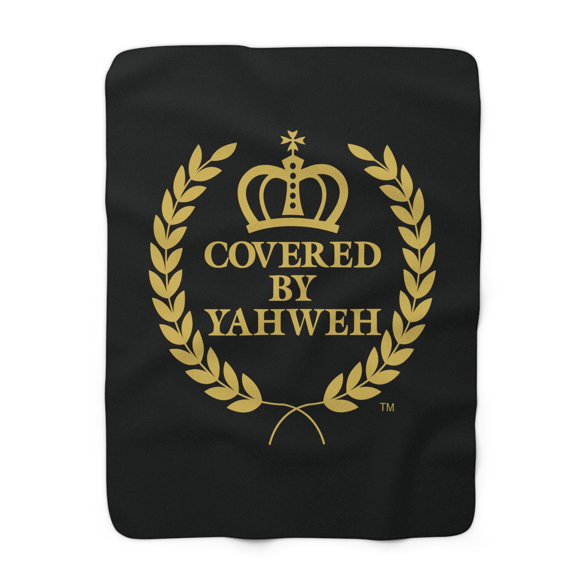Covered by Yahweh Sherpa Fleece Blanket - Black